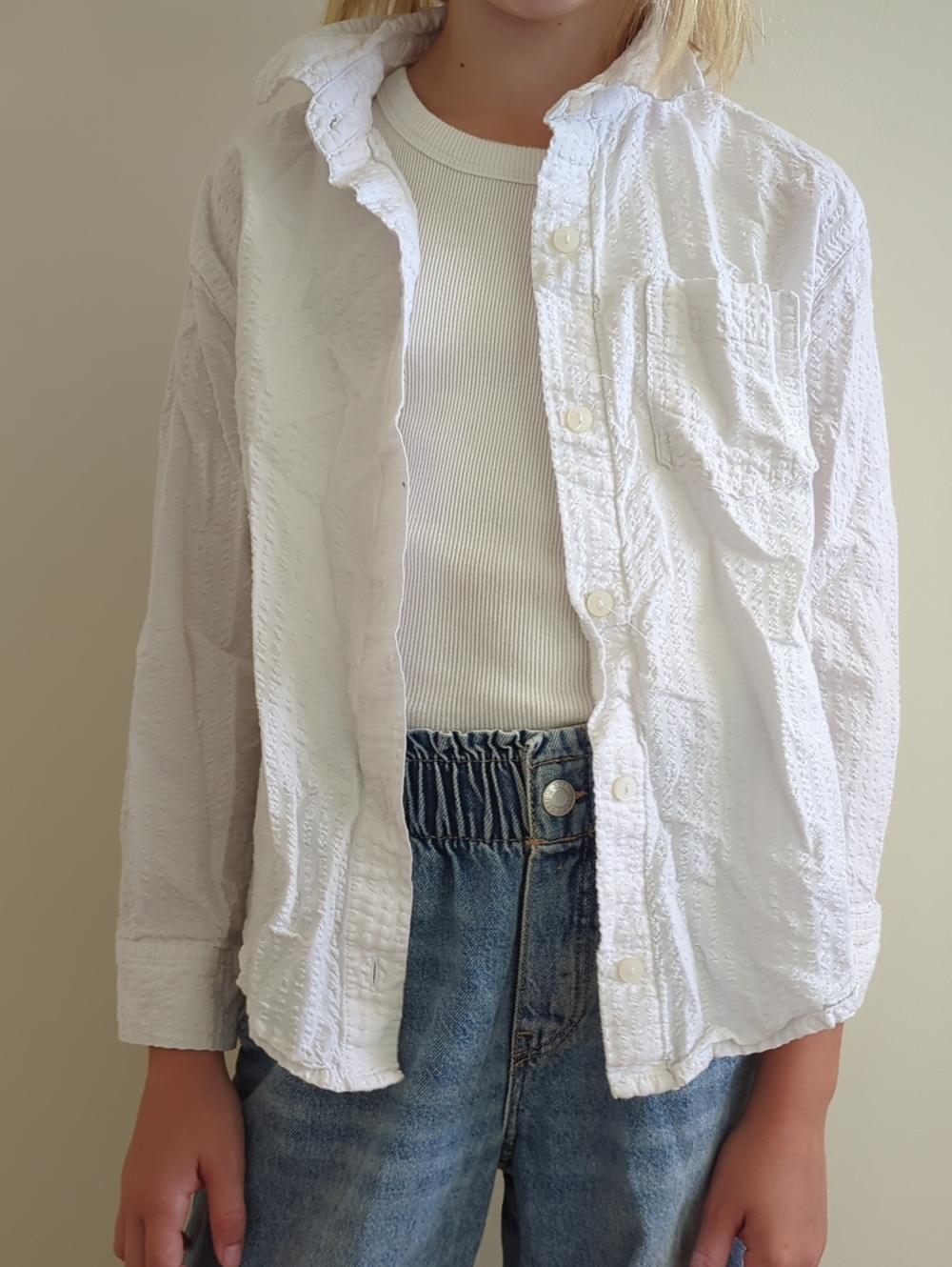 Art Class White Textured Top